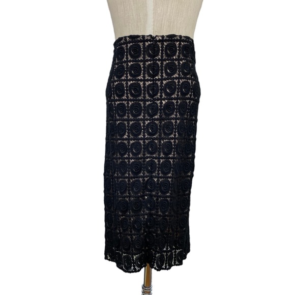 Stunning See-Through Back Cotton Lace Pencil Skirt Fully Lined in Tan Fabric - Picture 5 of 7